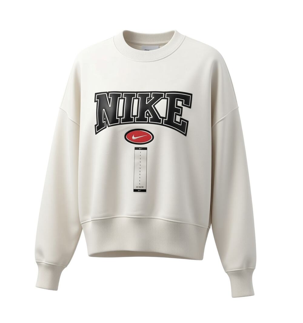 Nike Sportswear White Varsity Logo Crewneck Sweatshirt Women's L NWT